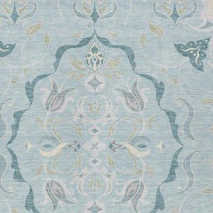 Damask Polyester Area Rug Machine Washable Indoor Outdoor Stain Resistant Flatweave Patio Safe