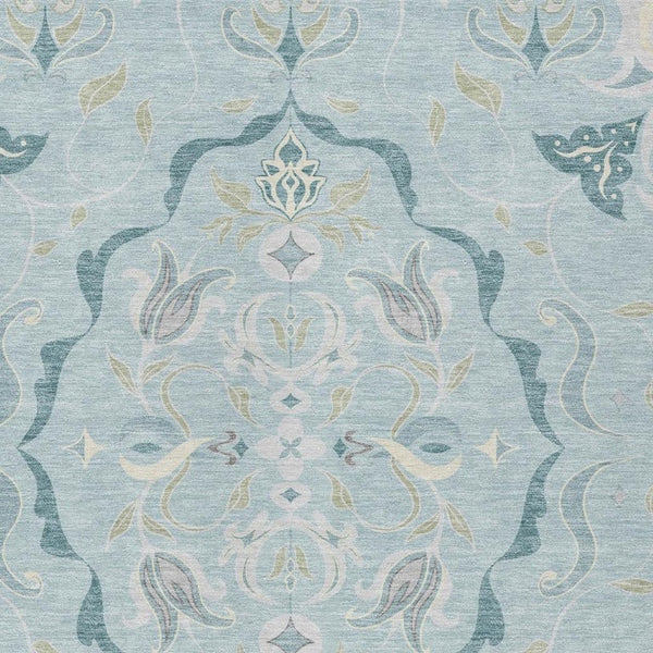 Damask Polyester Area Rug Machine Washable Indoor Outdoor Stain Resistant Flatweave Patio Safe
