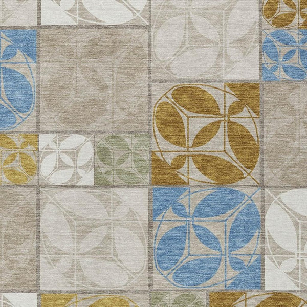 HomeRoots 9 X 12 Geometric Polyester Area Rug Washable Indoor Outdoor Beige Brown Neutral 733942