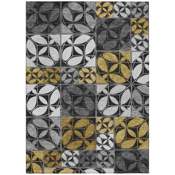 8x10 Geometric Polyester Area Rug Washable Low Pile for Patio or Living Room