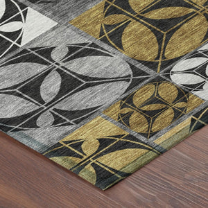 8x10 Geometric Polyester Area Rug Washable Low Pile for Patio or Living Room