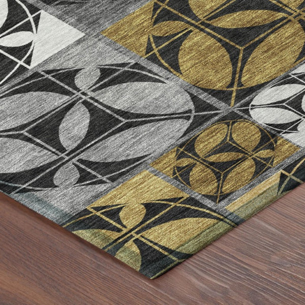 8x10 Geometric Polyester Area Rug Washable Low Pile for Patio or Living Room
