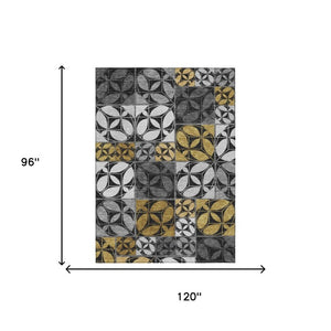 8x10 Geometric Polyester Area Rug Washable Low Pile for Patio or Living Room