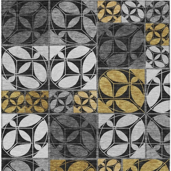 HomeRoots 9 Ft X 12 Ft Geometric Polyester Washable Indoor Outdoor Rug for Patio or Living Room 733948