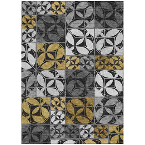 9 Ft X 12 Ft Geometric Polyester Washable Indoor Outdoor Rug for Patio or Living Room