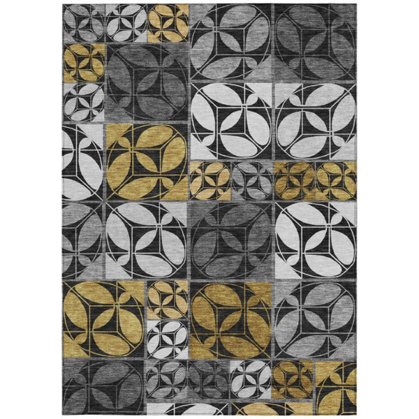 9 Ft X 12 Ft Geometric Polyester Washable Indoor Outdoor Rug for Patio or Living Room