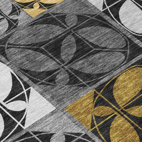 9 Ft X 12 Ft Geometric Polyester Washable Indoor Outdoor Rug for Patio or Living Room