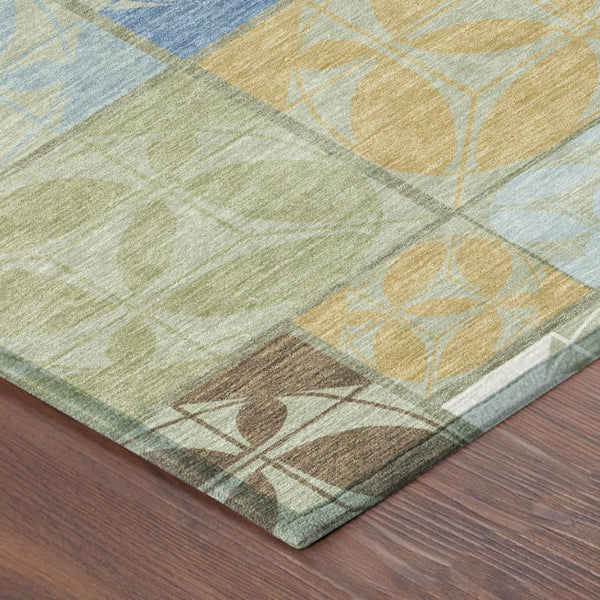 Geometric Washable Polyester Area Rug for Indoor Outdoor Patio Entryway and Living Spaces