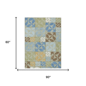 Geometric Washable Polyester Area Rug for Indoor Outdoor Patio Entryway and Living Spaces