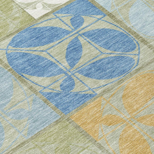8 Foot Round Geometric Polyester Area Rug Machine Washable for Indoor Outdoor Spaces