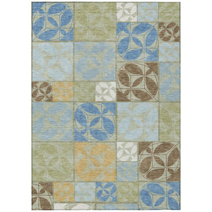 Geometric Washable Polyester Area Rug for Indoor Outdoor Patio Entryway and Living Spaces