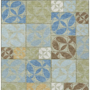 Geometric Washable Polyester Area Rug for Indoor Outdoor Patio Entryway and Living Spaces
