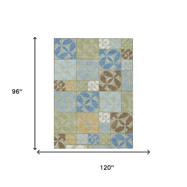 Geometric Washable Polyester Area Rug for Indoor Outdoor Patio Entryway and Living Spaces