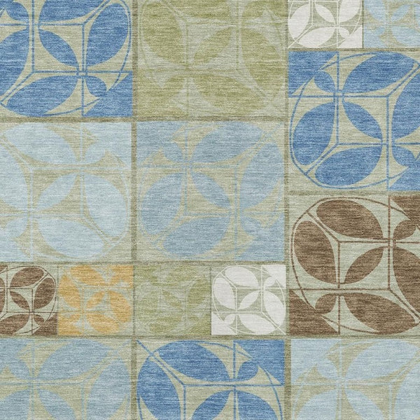 HomeRoots Geometric Washable Polyester Area Rug for Indoor Outdoor Patio Entryway and Living Spaces 9' x 12' 733954