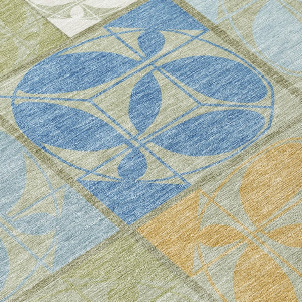 Geometric Washable Polyester Area Rug for Indoor Outdoor Patio Entryway and Living Spaces
