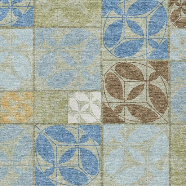 Geometric Washable Polyester Area Rug for Indoor Outdoor Patio Entryway and Living Spaces