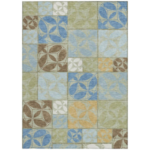 Geometric Washable Polyester Area Rug for Indoor Outdoor Patio Entryway and Living Spaces