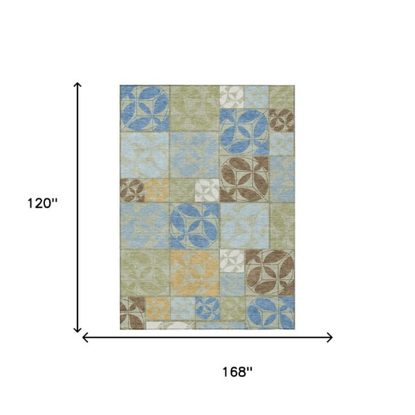 Geometric Washable Polyester Area Rug for Indoor Outdoor Patio Entryway and Living Spaces