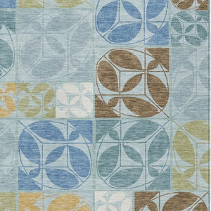 HomeRoots 10 X 14 Sky Blue Geometric Polyester Area Rug Washable Stain Resistant Indoor Outdoor 733979
