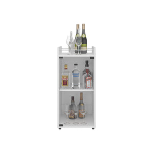 English Elm Bar Engineered Wood Bar Cabinet with Glass Door and 3 Shelves for Bottles & Glassware, Compact Design White 35.83 L x 19.69 W x 4.72 H B097P350285