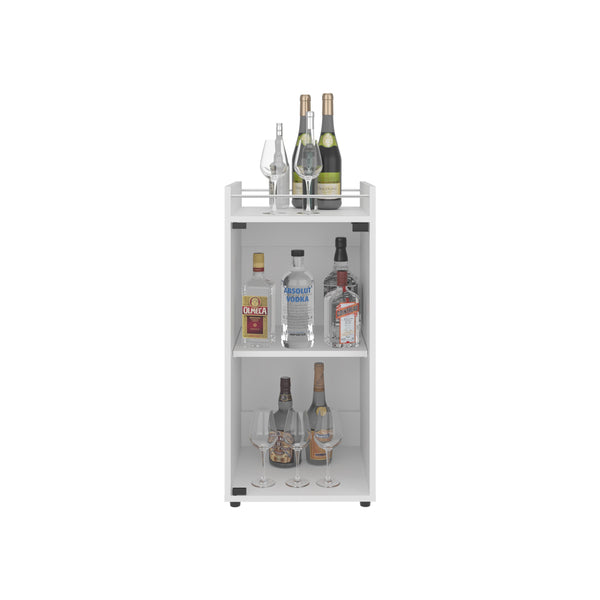 English Elm Bar Engineered Wood Bar Cabinet with Glass Door and 3 Shelves for Bottles & Glassware, Compact Design White 35.83 L x 19.69 W x 4.72 H B097P350285