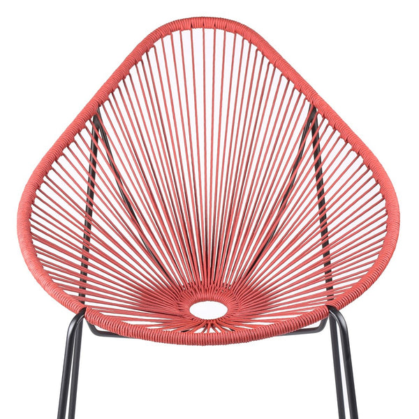 English Elm Lirren Steel Papasan Lounge Chair with Woven Rope Seat, Indoor/Outdoor Durable Design, No Assembly Required Red B2736P354304