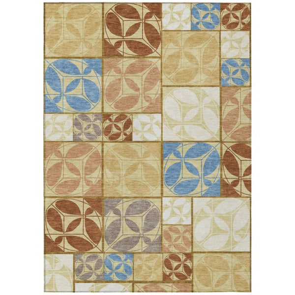 8x10 Geometric Polyester Area Rug Stain Resistant Washable for Indoor Outdoor Use