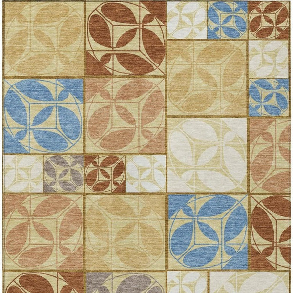 8x10 Geometric Polyester Area Rug Stain Resistant Washable for Indoor Outdoor Use