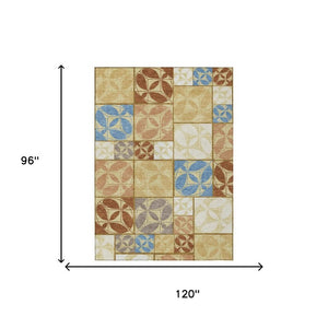 8x10 Geometric Polyester Area Rug Stain Resistant Washable for Indoor Outdoor Use