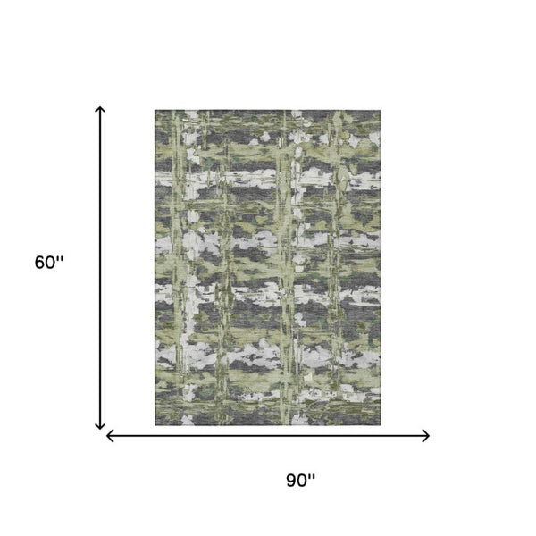 5x8 Abstract Polyester Area Rug Washable Indoor Outdoor for Patio or Living Room