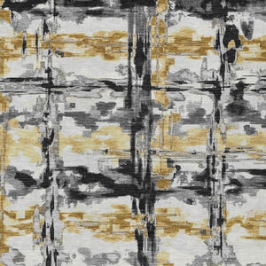 HomeRoots 5x8 Abstract Gray Polyester Area Rug Washable Stain Resistant Indoor Outdoor Use 733999