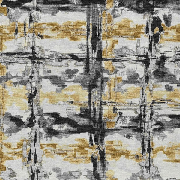 HomeRoots 5x8 Abstract Gray Polyester Area Rug Washable Stain Resistant Indoor Outdoor Use 733999