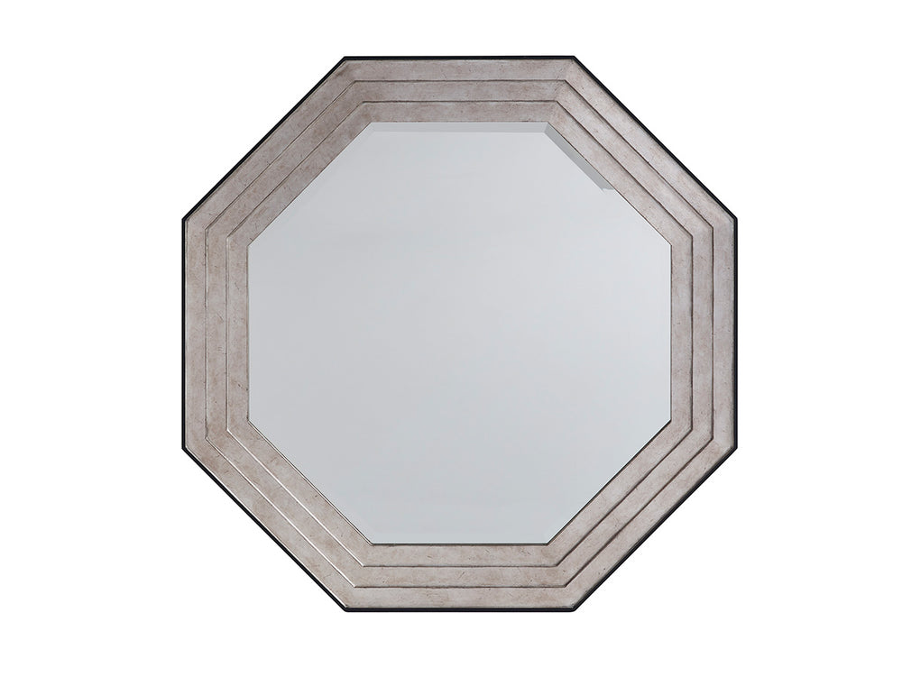 Lexington Latour Octagonal Mirror - Luxurious Hand-glazed Silver Leaf Finish With Charcoal Gray Accents Silver Leaf  733-201