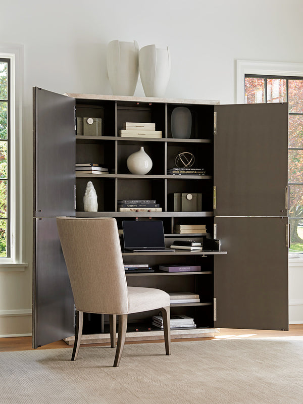 Lexington Sanremo Luxurious Multi-functional Cabinet With Silver Leaf Finish, Adjustable Shelves & Elegant Design Silver Leaf  733-975