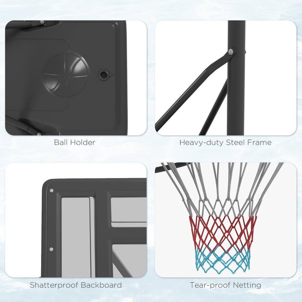 English Elm Soozier Adjustable Portable Basketball Goal with Shatterproof Backboard and Wheeled Base W2225P200922