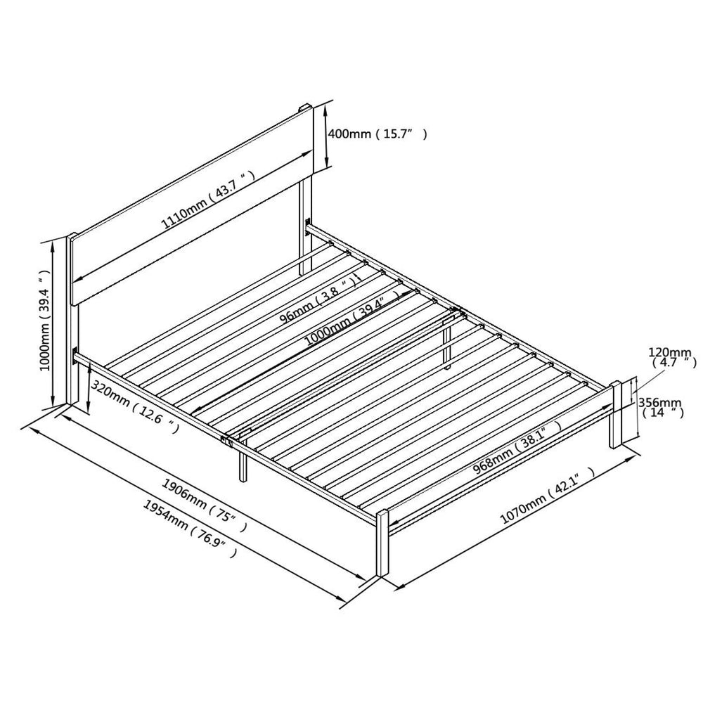 English Elm Twin Twin Size Metal Bed Frame — Sturdy Steel Platform, Modern Quiet Design, No Box Spring Needed Black 48 L x 18.9 W x 4.9 H W2297P241217