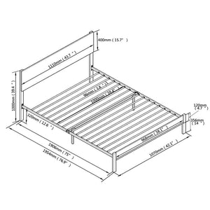 English Elm Twin Twin Size Metal Bed Frame — Sturdy Steel Platform, Modern Quiet Design, No Box Spring Needed Black 48 L x 18.9 W x 4.9 H W2297P241217