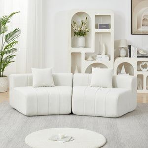 English Elm Chenille Modular Sectional Sofa Curved Piano Key Design Plush Living Room Lounge Seating Beige W834P389117
