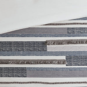 JLA Home INK+IVY - 3 Cotton Percale Duvet Cover Set with Navy Gray Print, Chenille & Fringe Trims, Antimicrobial Finish 88 L x 92 W x 0.13H II12-1216