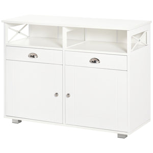 English Elm Homcom Versatile Buffet Cabinet With Large Tabletop, Organized Storage & Adjustable Shelving, White W2225P217407