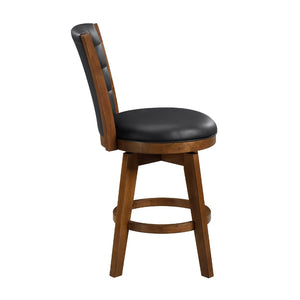 English Elm Core Swivel Counterstools Set of 2 Tufted Faux Leather Wood Frame Kitchen Seating B056P417048