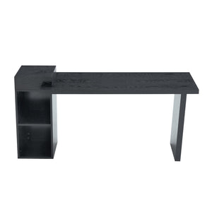 English Elm Modern Wood Grain Console Table with Two Tier Shelving for Entryway or Living Room Black W3875S00030