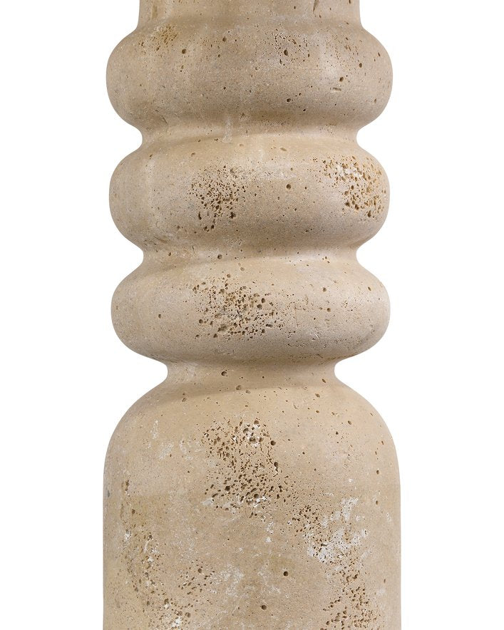 Currey & Company Rocco Accent Table – Timeless Elegance With Faux Travertine Design For Classic & Modern Interiors Beige Composite Concrete 3000-0322-currey-company