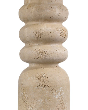 Currey & Company Rocco Accent Table – Timeless Elegance With Faux Travertine Design For Classic & Modern Interiors Beige Composite Concrete 3000-0322-currey-company