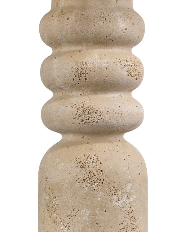 Currey & Company Rocco Accent Table – Timeless Elegance With Faux Travertine Design For Classic & Modern Interiors Beige Composite Concrete 3000-0322-currey-company