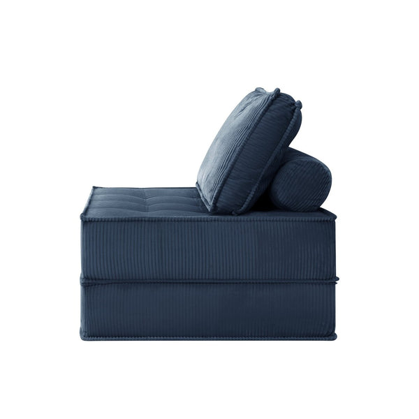 English Elm 33.4 Inch Modular Corduroy Lounge Chair with Spring Cushions for Compact Living Spaces Blue W3975P455222