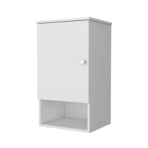 English Elm Carrizo Recessed Medicine Cabinet White Melamine with Door, 2 Shelves + Open Bottom Shelf, 28.6"H B128P237145