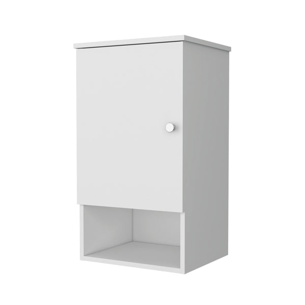 English Elm Carrizo Recessed Medicine Cabinet White Melamine with Door, 2 Shelves + Open Bottom Shelf, 28.6"H B128P237145