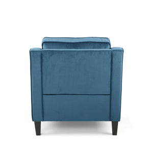 English Elm Christopher Knight Home® - Blue Velvet Upholstered Club Chair with Tonal Piping, Tapered Birch Legs, Plush Polyester Velvet Comfort N758P268293B