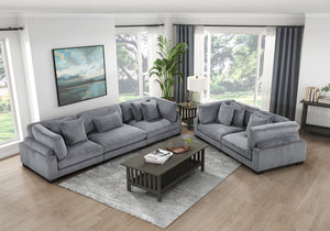 English Elm 1Pc Modern Modular Armless Chair In Plush Gray Corduroy – Versatile Seating With Matching Pillow! B011P220981